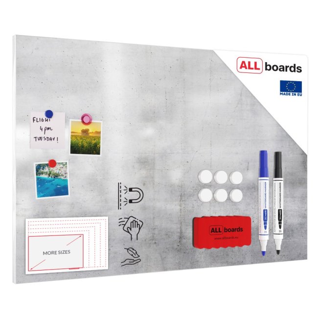 Magnetická tabuľa METALboards cement 90x60 cm