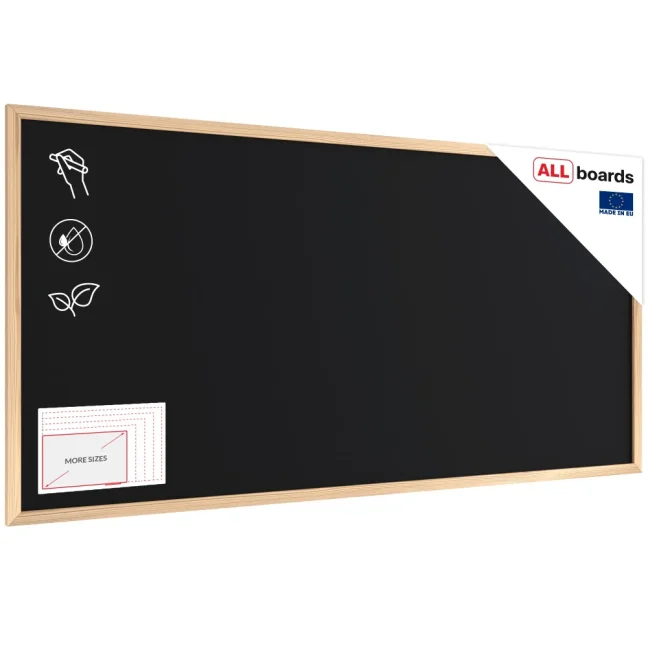 Čierna kriedová tabuľa 120×60 cm – drevený rám ECO