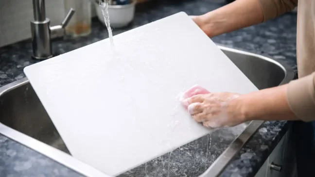 Skleněná kuchyňská deska BÍLÁ 60x52 cm - krájecí, ochranná deska