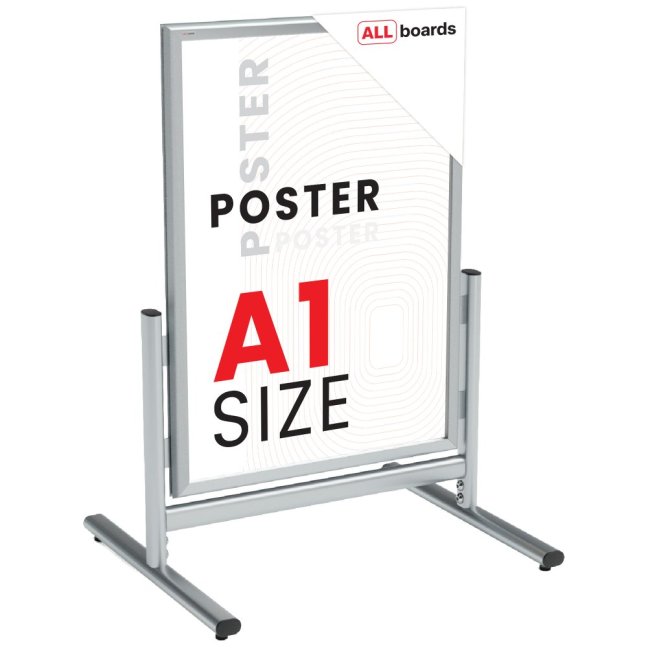 Oboustranný reklamní stojan A1 ve stříbrném hliníkovém rámu
