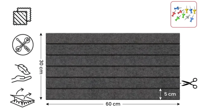 Filcové panely na stenu 60×60 cm tmavosivé