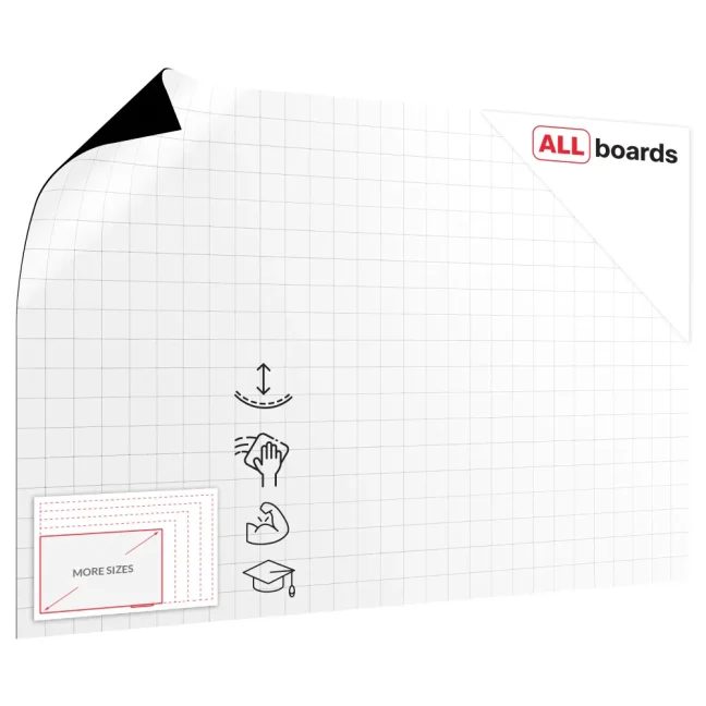 Magnetická fólie se čtverečkovým potiskem – stíratelná, 145×95 cm,