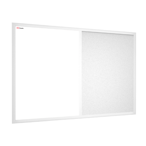 Tabuľa COMBI - biely korok a magnetická biela 60x40 s bielym lakovaným dreveným rámom