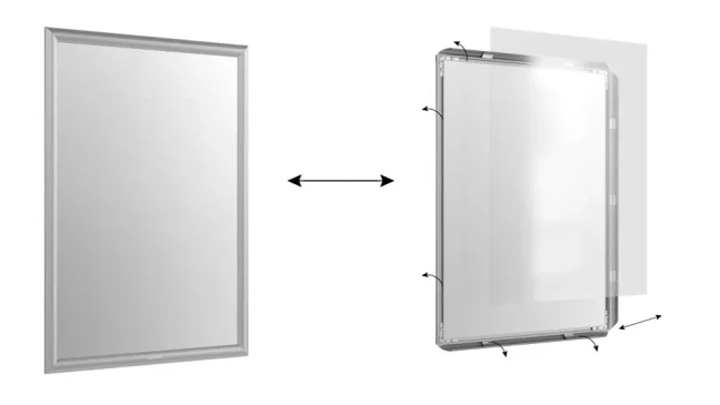 Plagátový rám A2 – zatváracia strieborný Klip rám