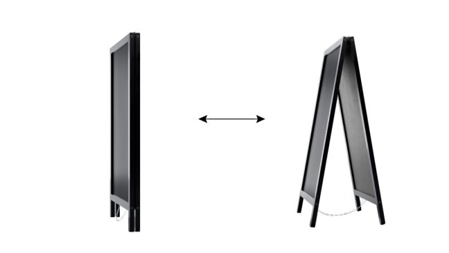 Magnetický křídový reklamní stojan voděodolný 80 × 45 CM ČERNÝ RÁM