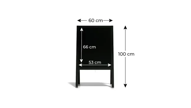 Allboards reklamné áčko s kriedovou tabuľou 100x50 cm - vodeodolné čierný rám
