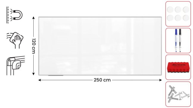Magnetická tabule 250x120 ALLboards PREMIUM