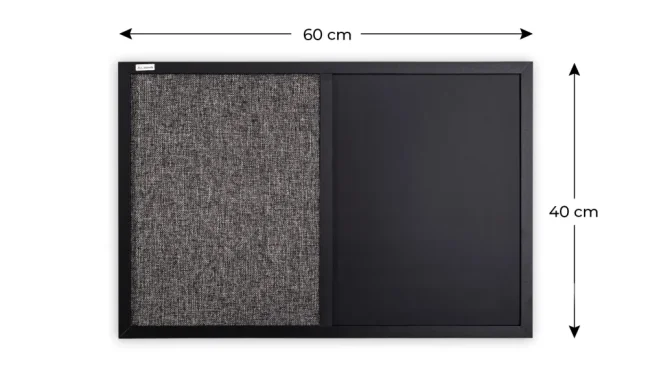 Tabule COMBI černá magnetická a textilní tabule 60x40 cm v dřevěném lakovaném rámu