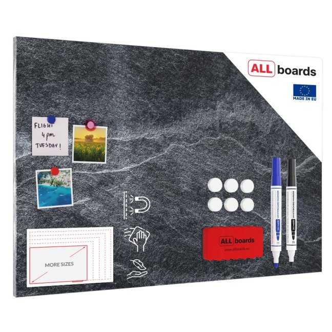 Magnetická tabuľa METALboards tmavý kameň 90x60 cm