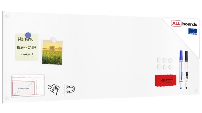 Magnetická tabuľa SLIMboard bezrámová zmazateľná za sucha 90x30 cm + PRÍSLUŠENSTVO ZADARMO