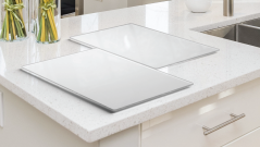 Sklenená kuchynská doska SUPERWHITE  BIELÁ 60x52cm - doska na krájanie - ochranná doska