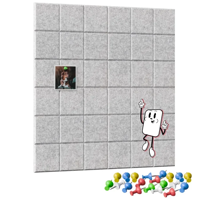 Filcové panely na stenu 60×60 cm sivé