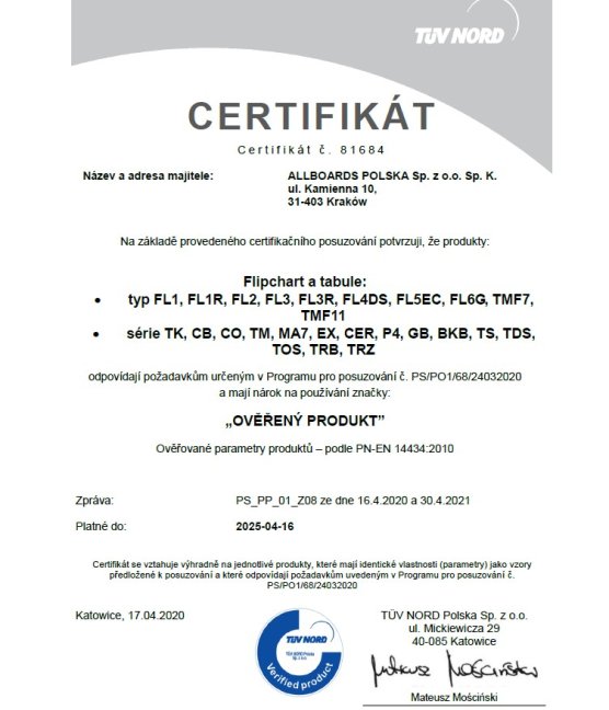 Magnetická tabuľa 90x60 ALLboards COLOR