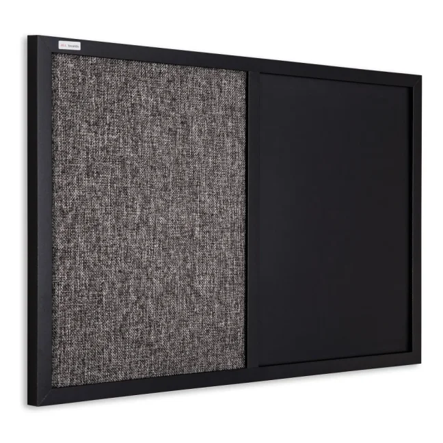 Tabule COMBI černá magnetická a textilní tabule 60x40 cm v dřevěném lakovaném rámu