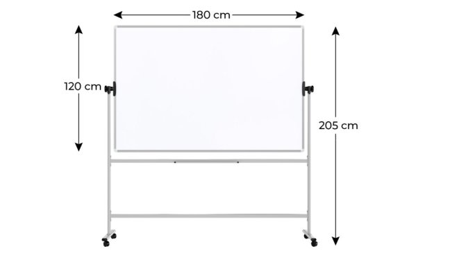 Mobilní tabule TM Idea, oboustranná, otočná, za sucha stíratelná, magnetická, 180x120 cm – řada FLEX