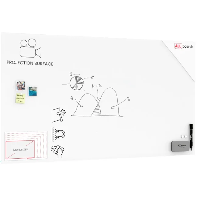 Skleněná projekční magnetická matná tabule 200x120 cm