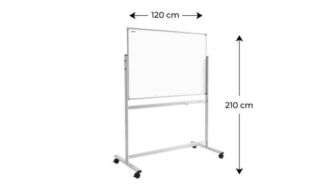 Mobilní oboustranná magnetická tabule 120x120 cm