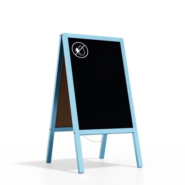 Reklamní áčko modré barvy s křídovou tabulí 118x61 cm