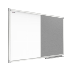Textilná a biela magnetická tabuľa COMBI v hliníkovom ráme – 120x90 cm – sivá