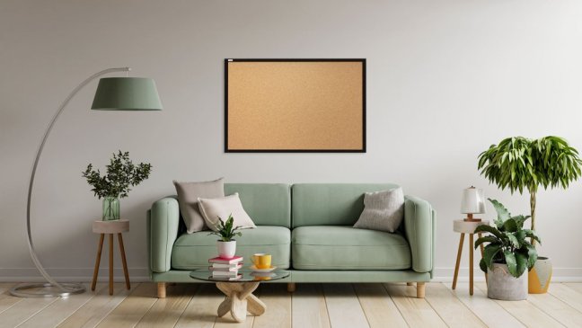 Korková nástěnka v černém dřevěném rámu 120x90 cm