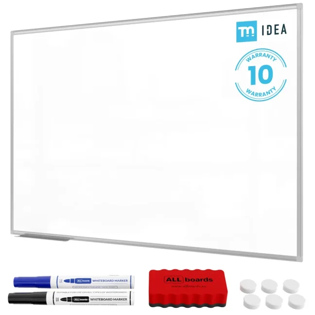 Biela popisovacia magnetická tabuľa 150x100 cm v hliníkovom ráme + sada príslušenstva – TM IDEA® séria Flex