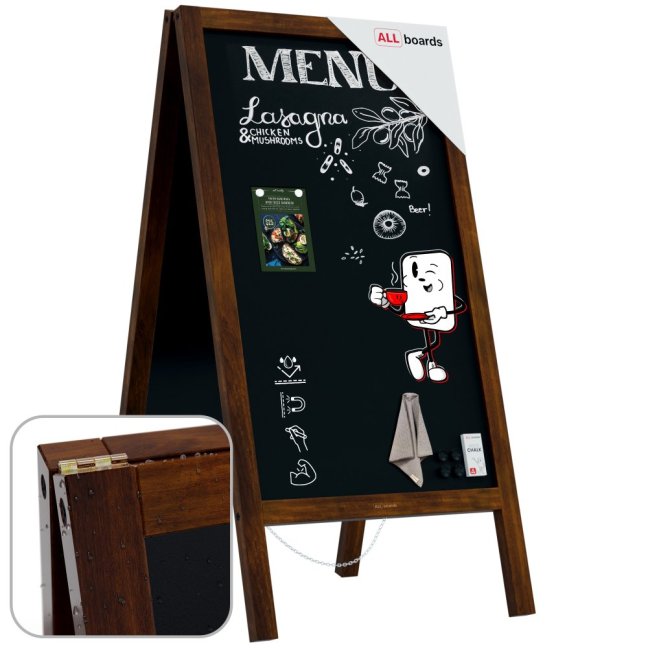 Magnetický křídový reklamní stojan voděodolný 110 x 56 cm KLASICKÁ HNĚDÁ