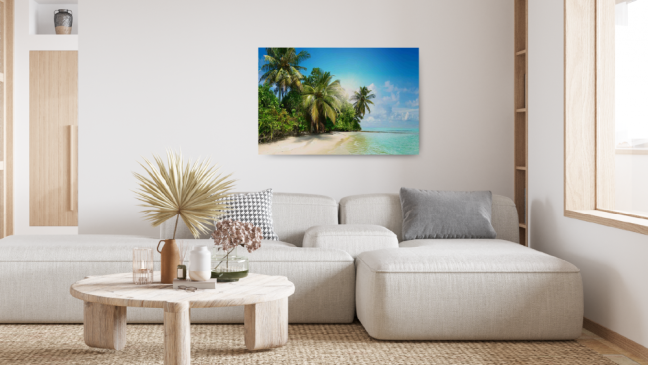 Skleněná magnetická tabule- dekorativní obraz PLÁŽ PALMY MOŘE 60x40 cm