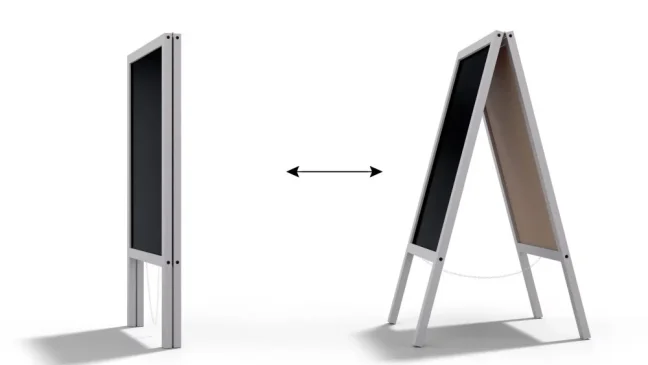 Reklamní áčko šedé barvy s křídovou tabulí 118x61 cm