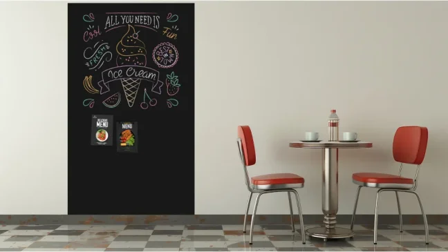 Bezrámová magnetická křídová tabule magnetický panel SLIMboard 200x120 cm