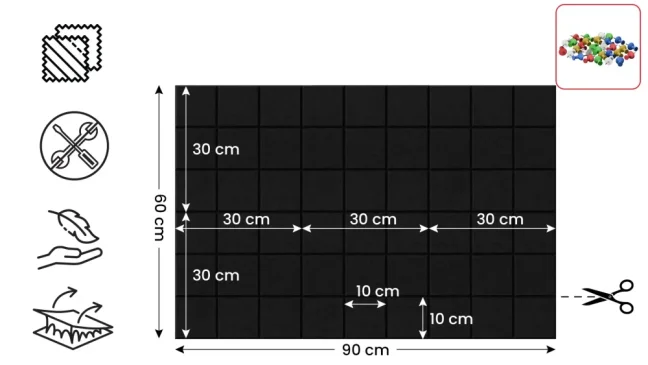 Filcové nástenné panely 30×30 cm čierne – 6 ks