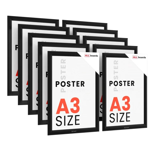 Plakátový rám A3 OWZ – černý, zacvakávací - sada 10 kusů