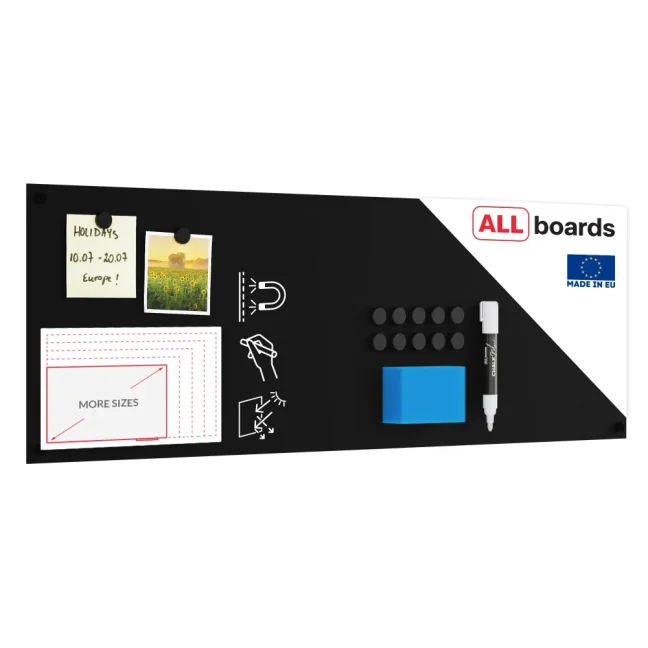 Bezrámová magnetická kriedová tabuľa magnetický panel SLIMboard 90x30 cm + PRÍSLUŠENSTVO ZADARMO