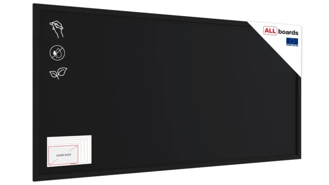 Čierna kriedová tabuľa 120×60 cm – ČIERNÝ drevený rám ECO