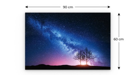 Skleněný obraz MLÉČNÁ DRÁHA A STROM 90x60 cm + sada příslušenství ZDARMA