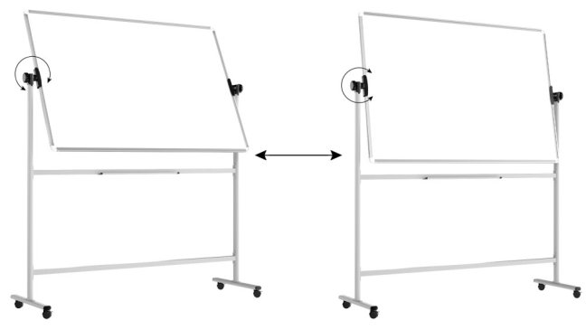 Mobilní tabule TM Idea, oboustranná, otočná, za sucha stíratelná, magnetická, 150x100 cm – řada FLEX