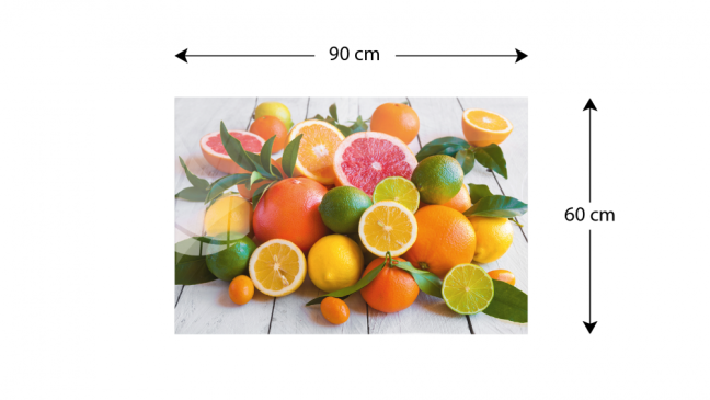 Skleněná magnetická tabule- dekorativní obraz CITRUSY 90x60 cm