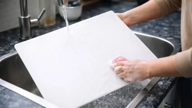 Skleněná krájecí deska BÍLÁ 30 × 40 cm – kuchyňská deska, ochranná deska, skleněný tác