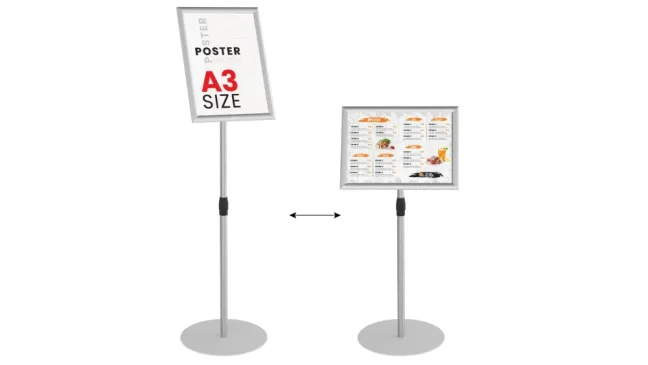 Informačný reklamný stojan A3 OWZ so strieborným hliníkovým rámom