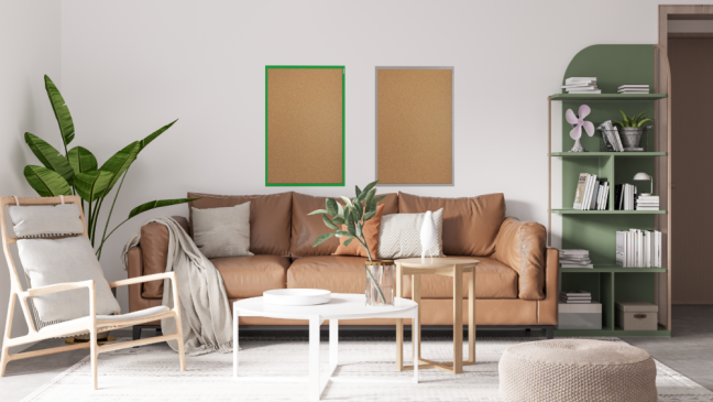 Korková nástěnka v šedém dřevěném rámu 60x40xm