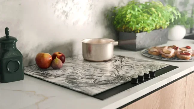 Sklenená doska na krájanie SKAMENENÉ DREVO 60 × 52 cm