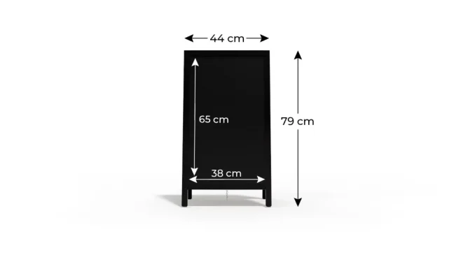 Reklamní v áčko s křídovou tabulí 78x44 cm, černý rám