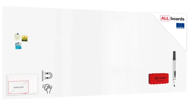 Magnetická tabuľa SLIMboard bezrámová zmazateľná za sucha 29.7x21 cm + PRÍSLUŠENSTVO ZADARMO