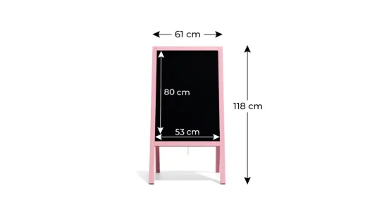 Allboards reklamné áčko ružovej farby s kriedovou tabuľou 118x61 cm