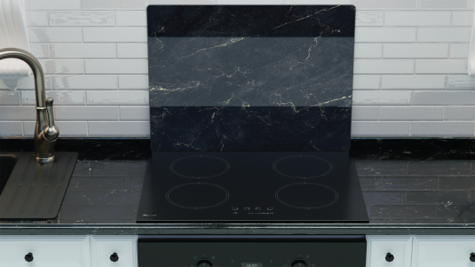 Skleněná kuchyňská deska MRAMOR ČERNÝ 60x52 cm - krájecí, ochranná deska