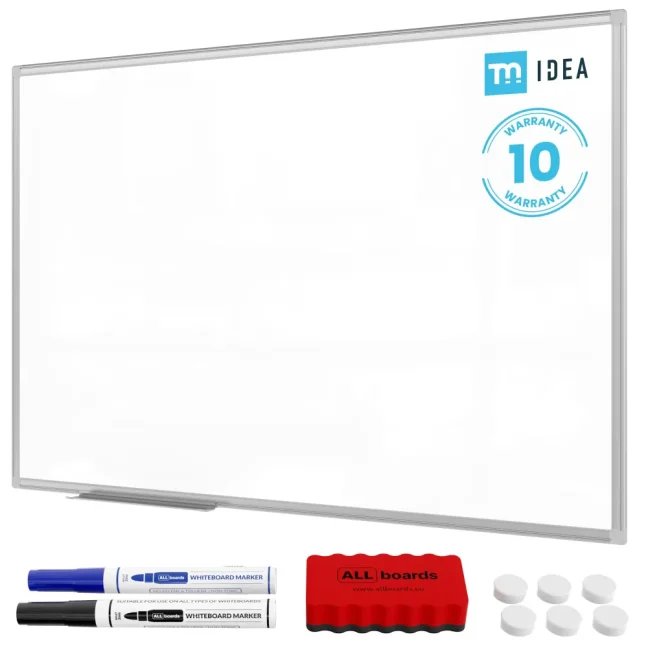 Biela popisovacia magnetická tabuľa 120x80 cm v hliníkovom ráme + sada príslušenstva – TM IDEA® séria Flex