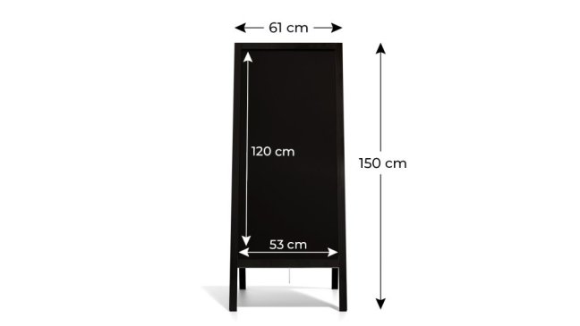 Allboards Reklamné áčko s kriedovou tabuľou 150x61cm - ČIERNÉ