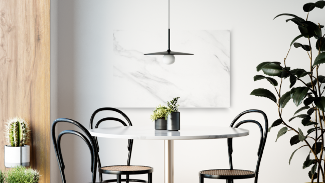 Allboards magnetická bezrámová kovová tabuľa s potlačou 60x40cm –bielý mramor