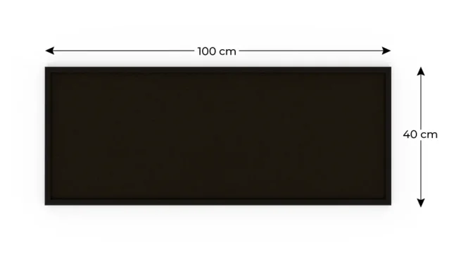 Korková tabuľa, čierna farba korku, 100x40 cm, lakovaný drevený rám, ČIERNA
