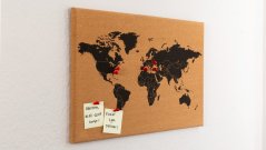 Korková tabule MAPA SVĚTA, bezrámová 60x40 ALLboards