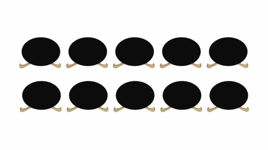 Čierna kriedová tabuľa na stôl - OVÁL - súprava 10 ks + stojančeky